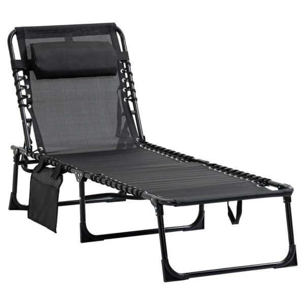 Outsunny Sonnenliege schwarz Netzstoff B/H/L: ca. 58x30x185 cm