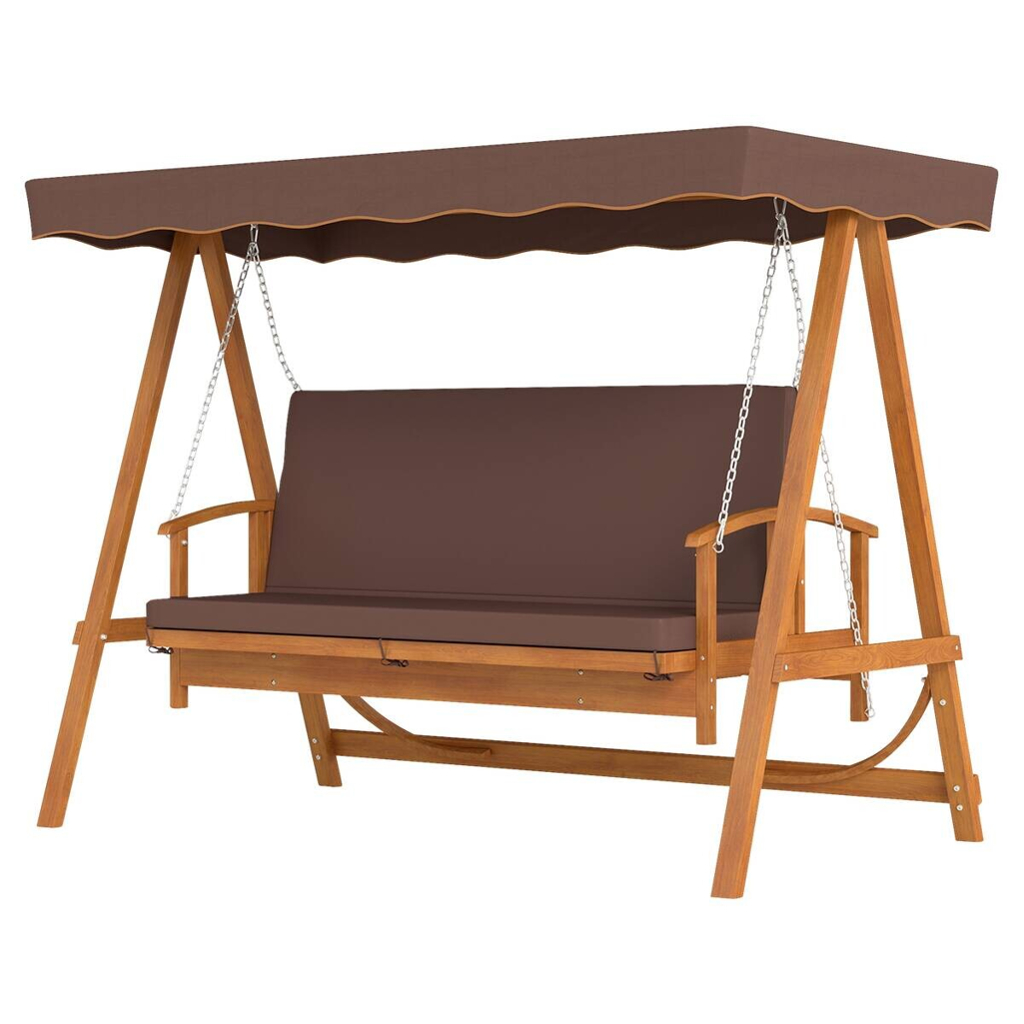 Outsunny Hollywoodschaukel braun Holz B/H/L: ca. 130x181x236 cm