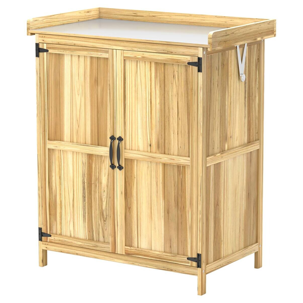 Outsunny Gartenschrank Holzoptik Edelstahl B/H/L: ca. 43x88x74 cm