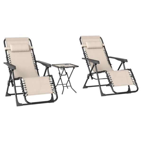 Outsunny Gartenliege 2er Set beige Metall B/H/L: ca. 65x110x90 cm Outsunny Gartenliege 2er Set beige Metall B/H/L: ca. 65x110x90 cm