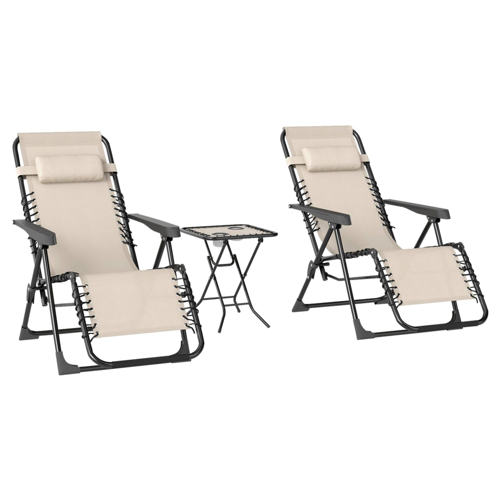 Outsunny Gartenliege 2er Set beige Metall B/H/L: ca. 65x110x90 cm