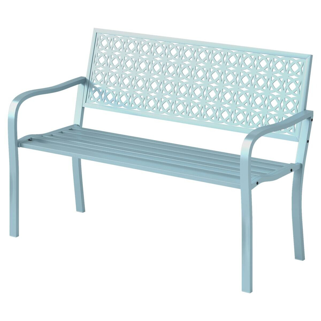 Outsunny Gartenbank blau Stahl B/H/L: ca. 63x85x127 cm