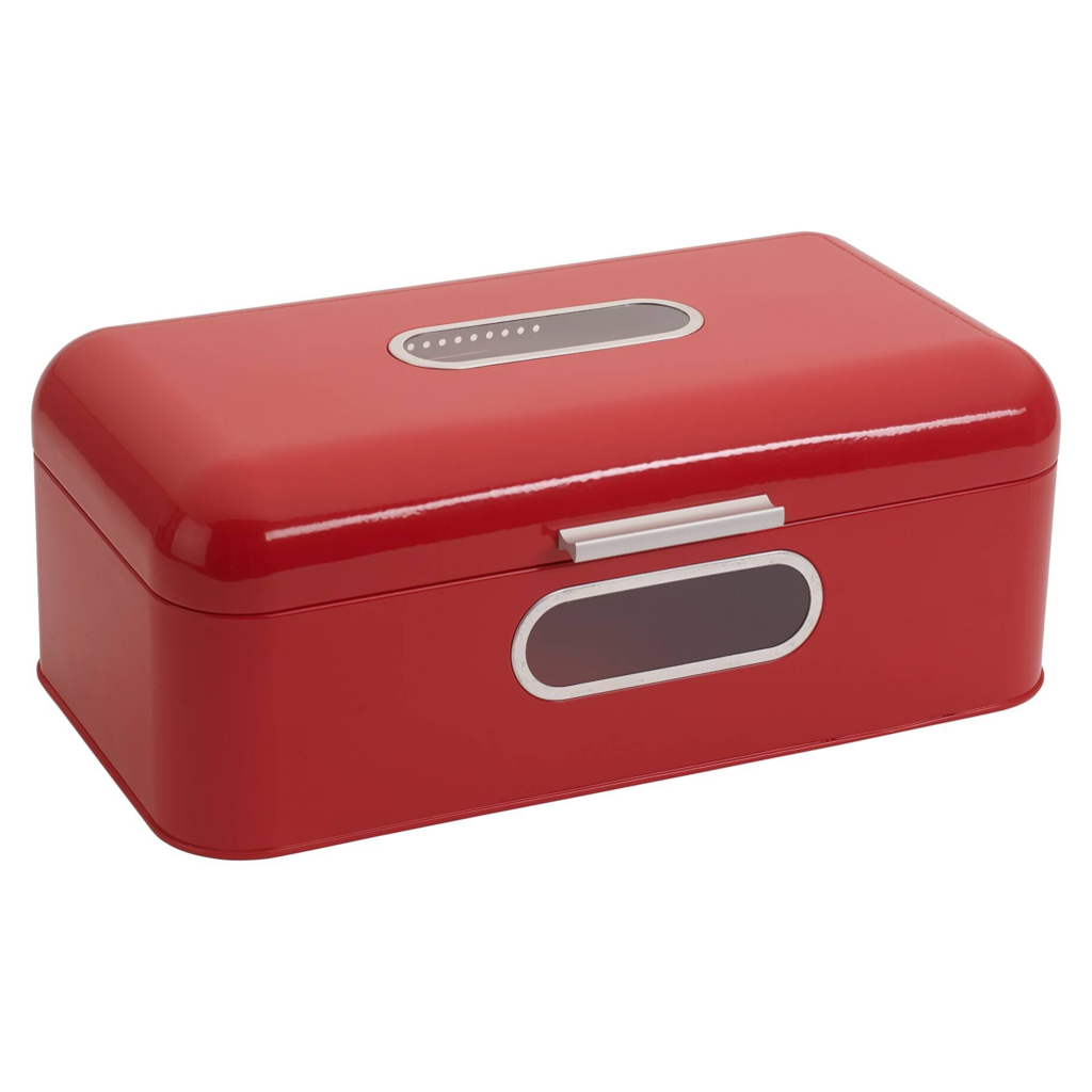 ECHTWERK Brotkasten Retro rot Metall B/H/L: ca. 23,8x17x42,5 cm