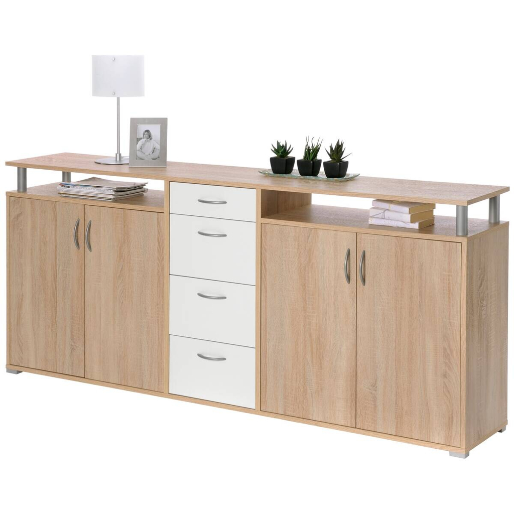 POCO Sideboard Maximo Eiche Sonoma Nachbildung weiß B/H/T: ca. 208x94x38 cm