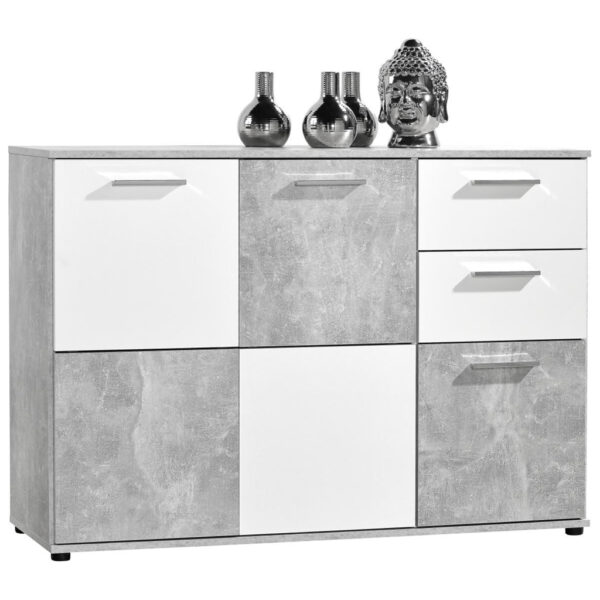 POCO Kommode Zero Beton Optik weiß B/H/T: ca. 117x82x39 cm