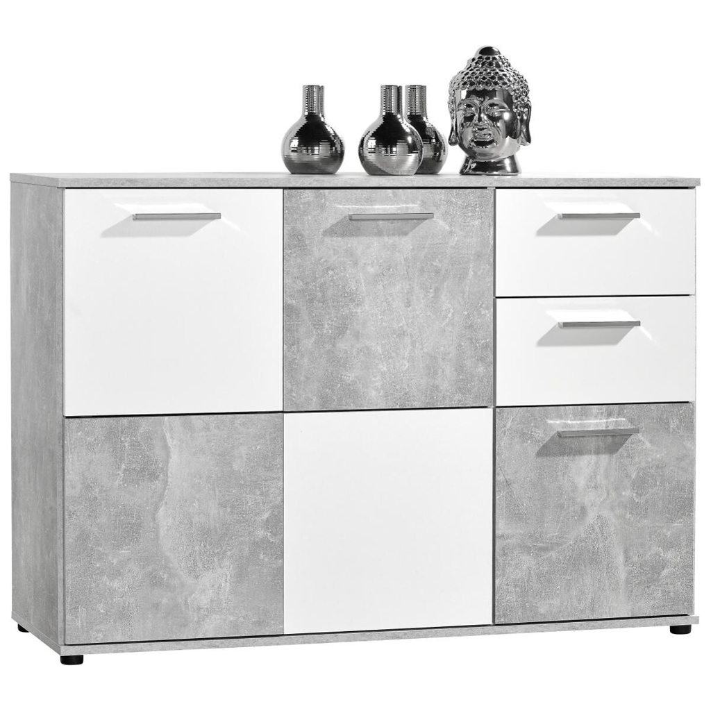 POCO Kommode Zero Beton Optik weiß B/H/T: ca. 117x82x39 cm