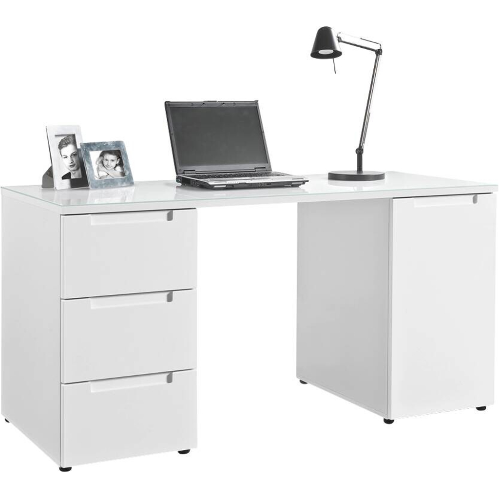 POCO Schreibtisch Mailand weiß weiß Hochglanz B/H/T: ca. 152x76x60 cm