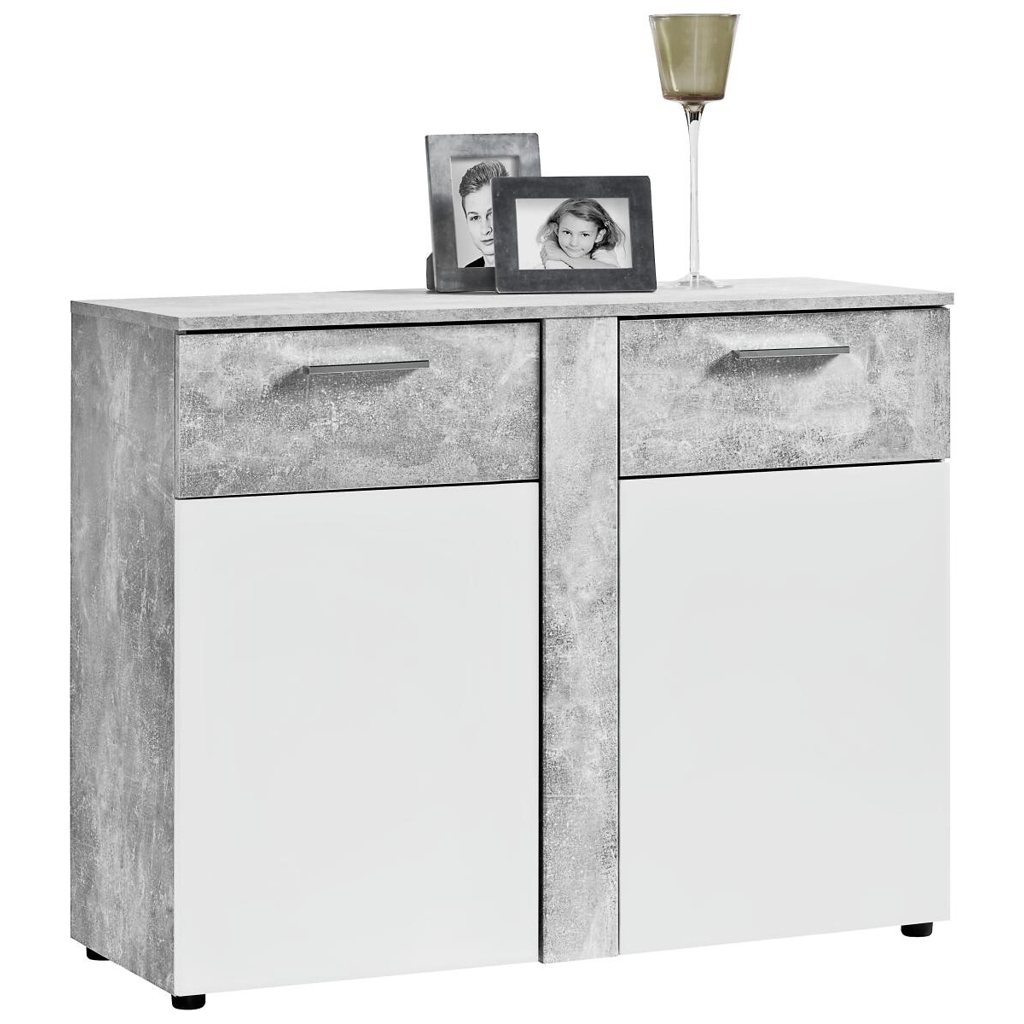 POCO Kommode Trentino Beton Optik weiß B/H/T: ca. 100x81x40 cm