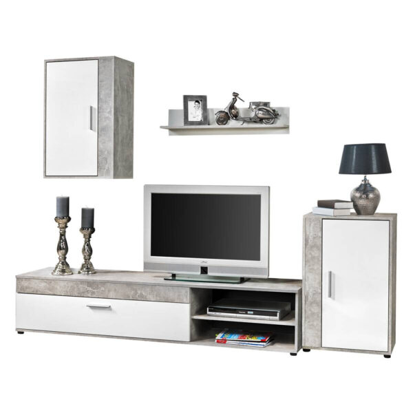 Wohnwand Lima
Beton Optik weiß B/H/T: ca. 230x170x42 cm