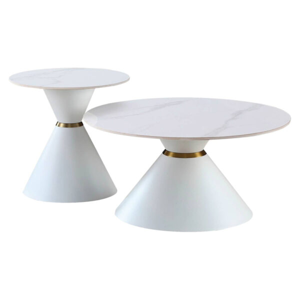 POCO Couchtisch C222W-Twin weiß gold B/H: ca. 80x40 cm