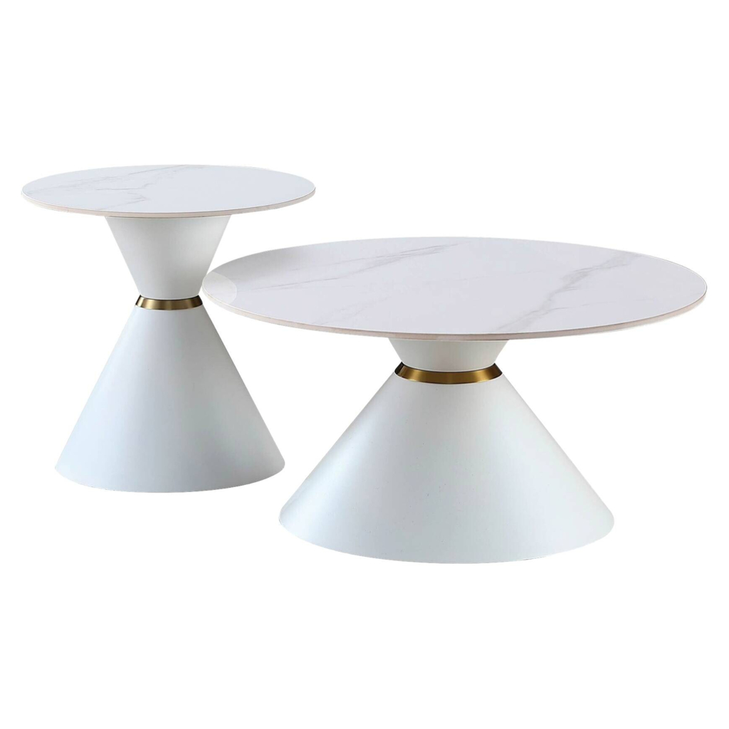 POCO Couchtisch C222W-Twin weiß gold B/H: ca. 80x40 cm