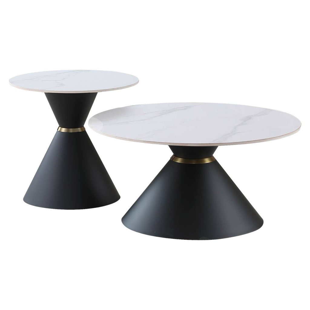 POCO Couchtisch C222S-Twin weiß schwarz gold B/H: ca. 80x40 cm