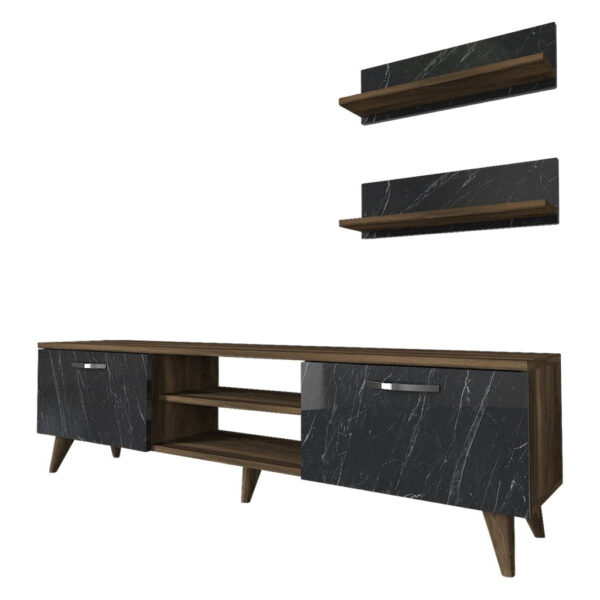 Wohnwand Ayden
walnuss Nachbildung dunkelgrau Marmor Optik B/H/T: ca. 150x40,6x30 cm