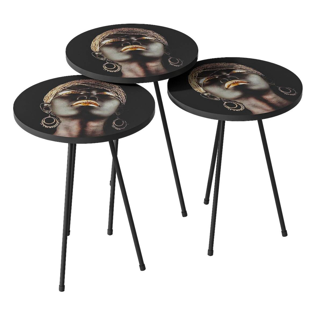 moebel17 Beistelltisch 3er-Set. 10878430 schwarz Metall B/H/T: ca. 38x55x38 cm