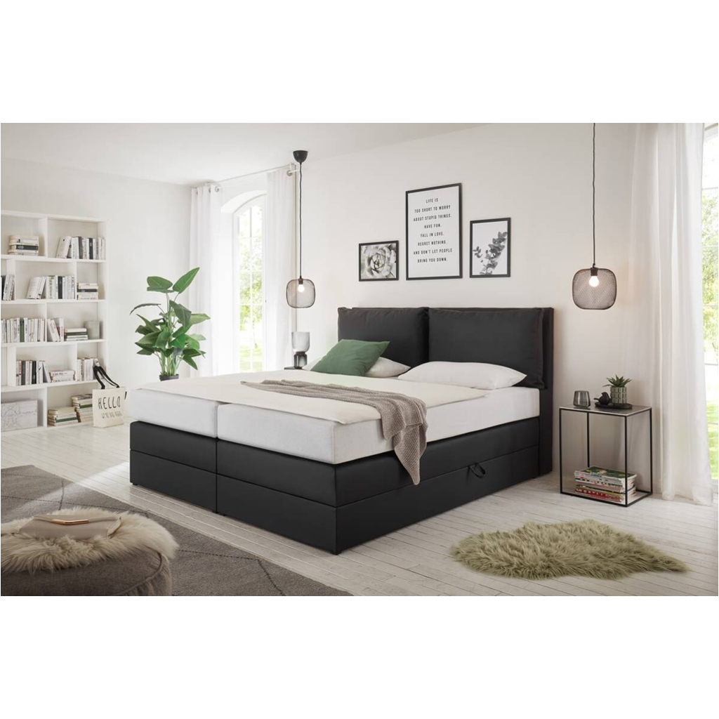 POCO Boxspringbett Lissy schwarz Kunstleder Liegefläche B/L: ca. 160x200 cm