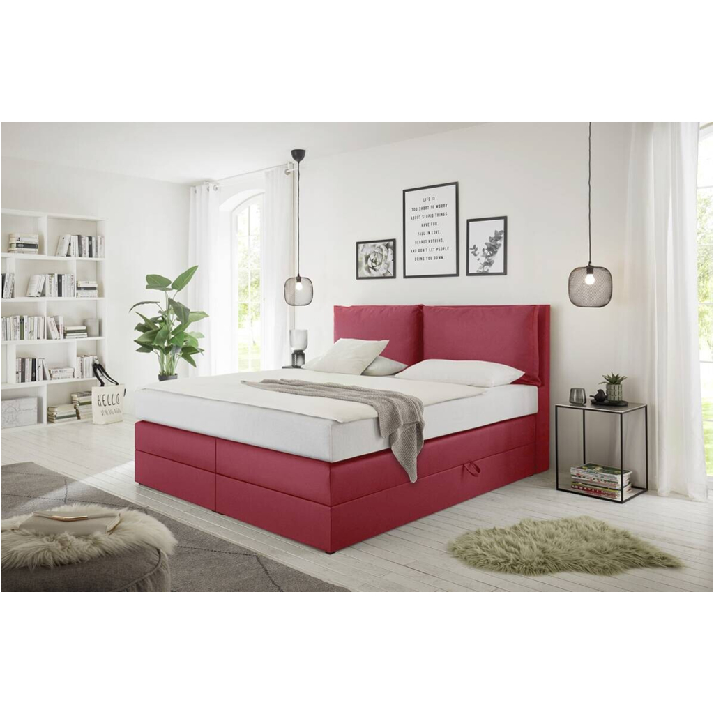 POCO Boxspringbett Lissy burgund rot Liegefläche B/L: ca. 180x200 cm