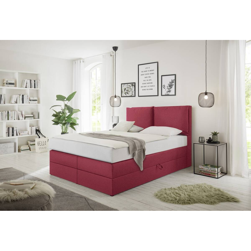 POCO Boxspringbett Lissy burgund rot Liegefläche B/L: ca. 140x200 cm