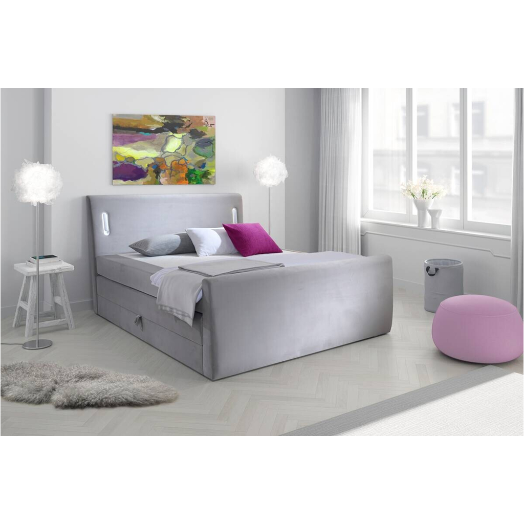 POCO Boxspringbett Lighting grau Liegefläche B/L: ca. 160x200 cm
