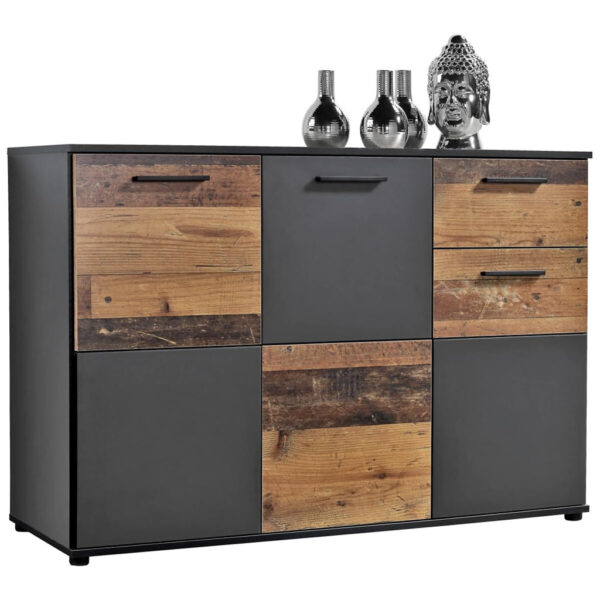 POCO Kommode Zero anthrazit Old Wood Nachbildung B/H/T: ca. 117x82x39 cm
