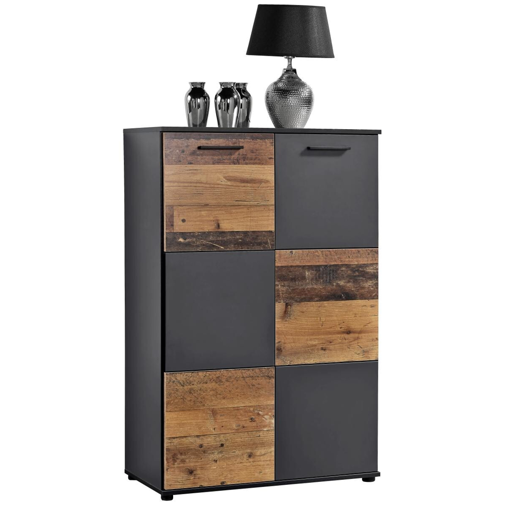 POCO Kommode Zero anthrazit Old Wood Nachbildung B/H/T: ca. 78x120x39 cm