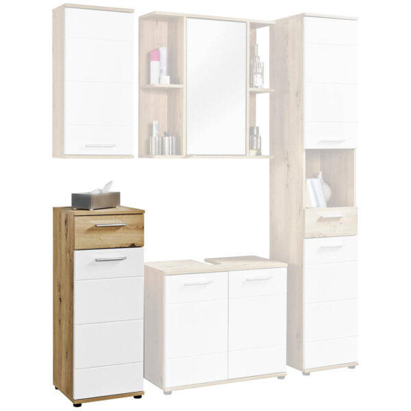 Badkommode Bergen
Eiche Artisan Nachbildung weiß Hochglanz B/H/T: ca. 35x92x35 cm
