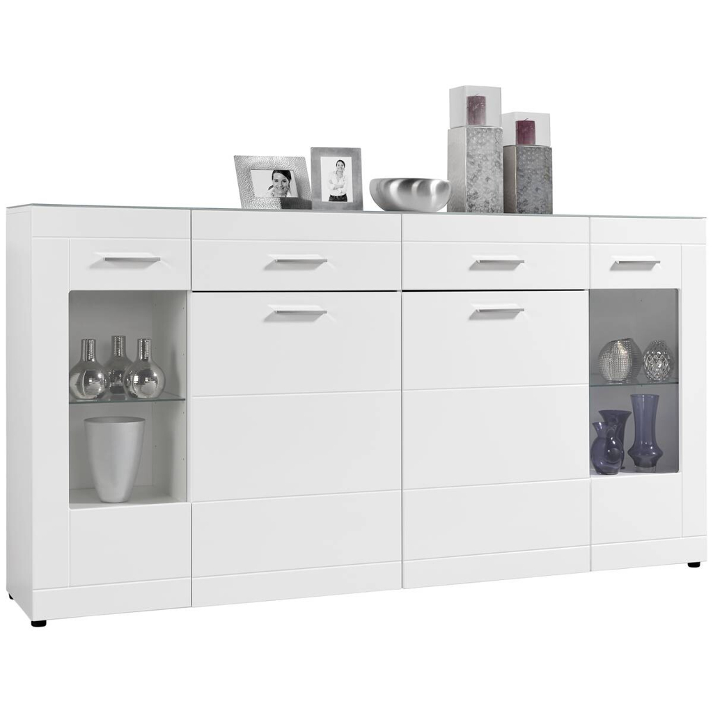 POCO Highboard Atlanta weiß Hochglanz perlweiß Optik B/H/T: ca. 210x111x40 cm
