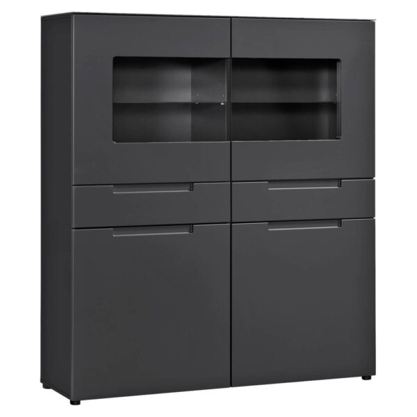 POCO Highboard Mailand anthrazit matt MDF B/H/T: ca. 128x147x40 cm