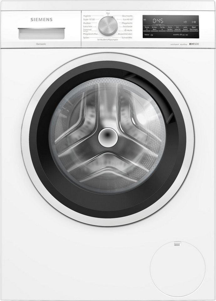 SIEMENS Waschmaschine iQ500 WU14UT42, 9 kg, 1400 U/min, Unterbaufähig, Outdoor-Programm, aquaStop®, Kurzprogramme
