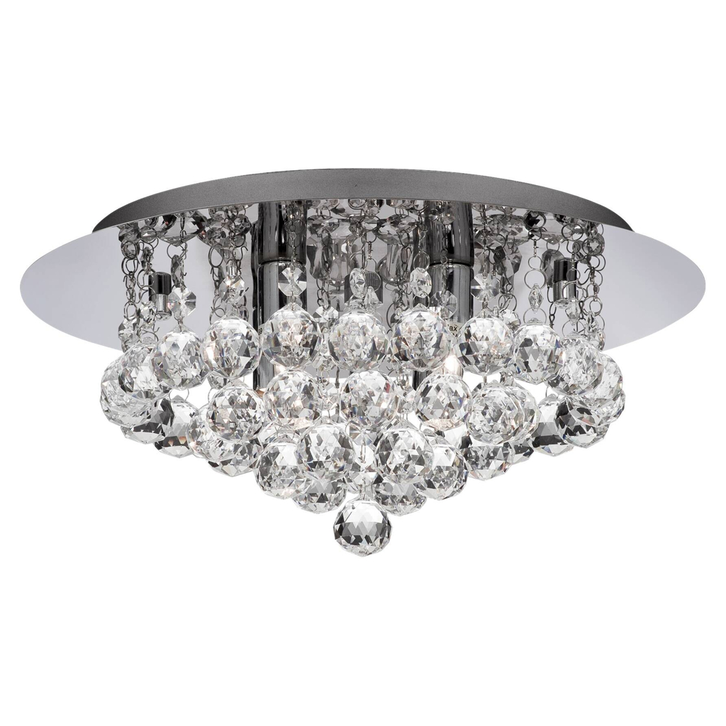 Searchlight Deckenleuchte Hanna Chrom transparent Glas Stahl B/H/L/D: ca. 35x17,5x35x35 cm G9 4 Brennstellen