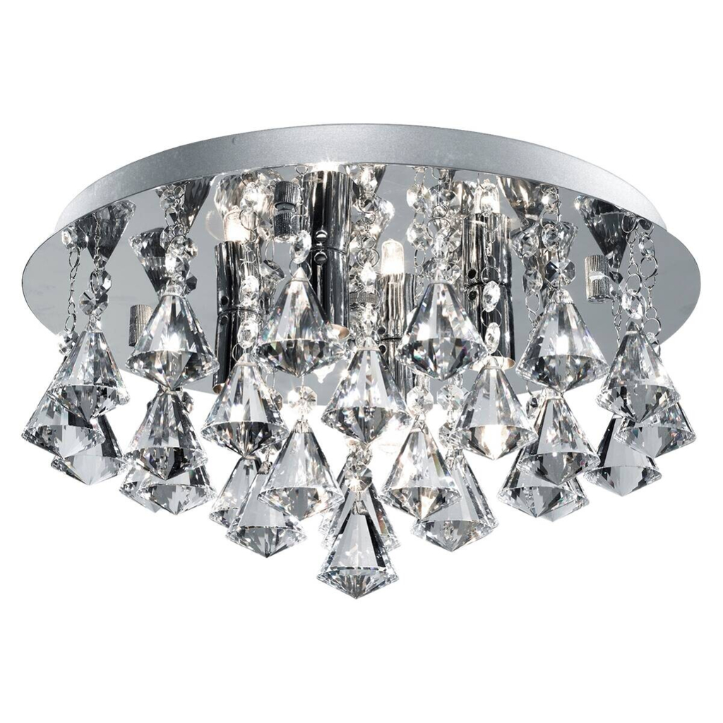 Searchlight Deckenleuchte Hanna transparent Chrom Glas Stahl B/H/L/D: ca. 35x17,5x35x35 cm G9 4 Brennstellen