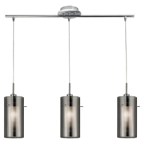 Searchlight Pendelleuchte Duo
silber Stahl Glas B/H/L: ca. 12x130x71 cm E14 3 Brennstellen