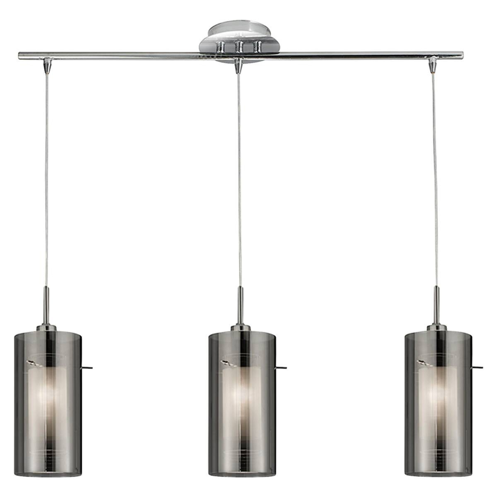 Searchlight Pendelleuchte Duo
silber Stahl Glas B/H/L: ca. 12x130x71 cm E14 3 Brennstellen