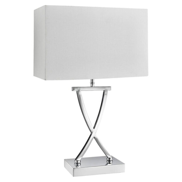5053423059204 Searchlight Tischlampe Club
Chrom weiß Stahl B/H/L: ca. 20x48,5x31 cm E14 1 Brennstellen