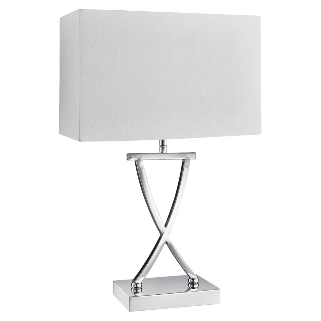 Searchlight Tischlampe Club
Chrom weiß Stahl B/H/L: ca. 20×48,5×31 cm E14 1 Brennstellen