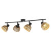 Searchlight Strahler Lance schwarz Stahl Bambus B/H/L: ca. 13x22x94 cm E14 4 Brennstellen