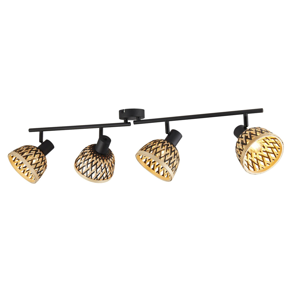 Searchlight Strahler Lance schwarz Stahl Bambus B/H/L: ca. 13x22x94 cm E14 4 Brennstellen