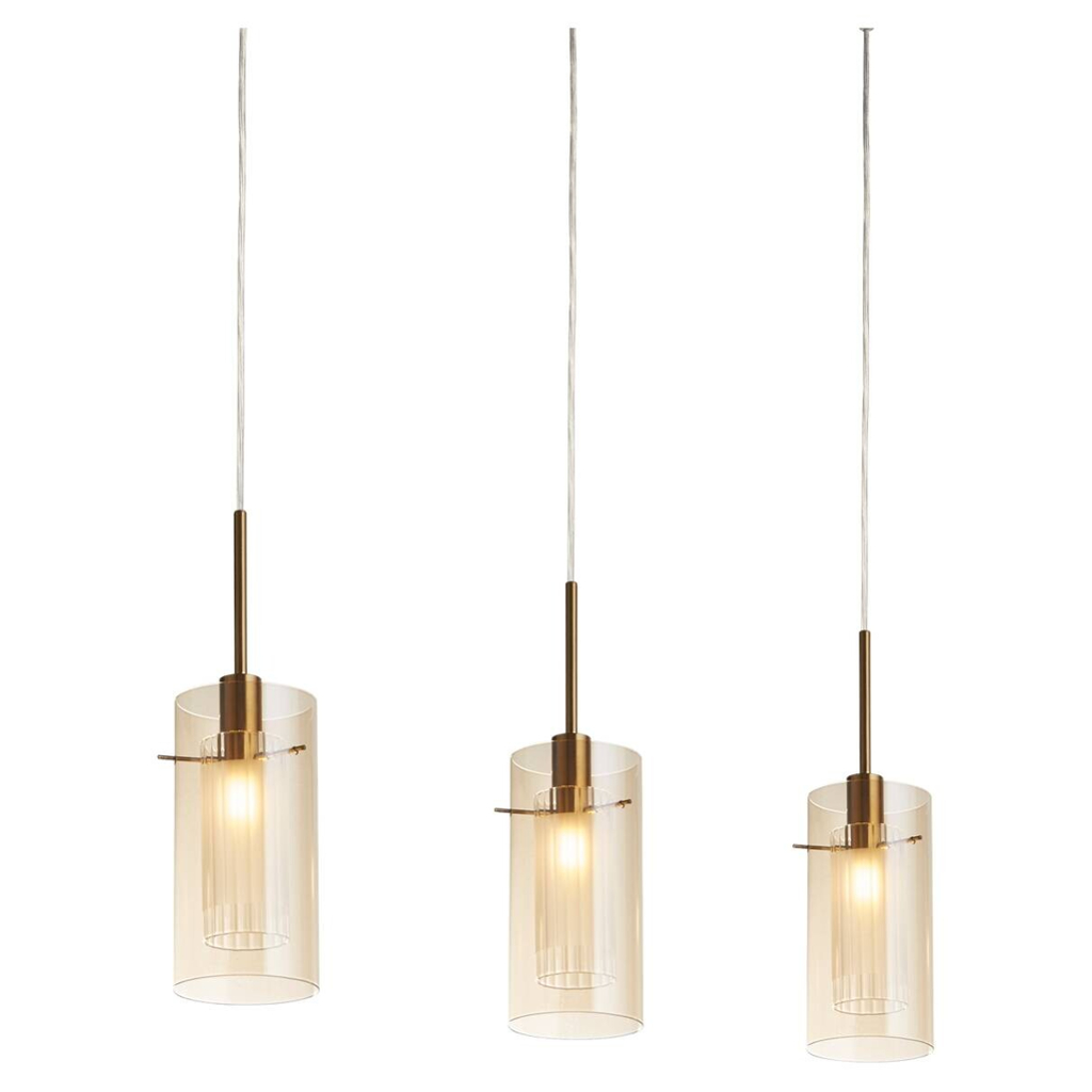 Searchlight Pendelleuchte Duo
champagner bronze Glas Stahl B/H/L: ca. 13x130x71 cm E14 3 Brennstellen