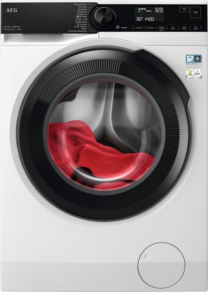 AEG Waschmaschine 7000 ProSteam® LR7FA69FL, 9 kg, 1600 U/min, ProSteam®: Auffrischen mit Dampf statt Waschen und 96 % Wasser sparen