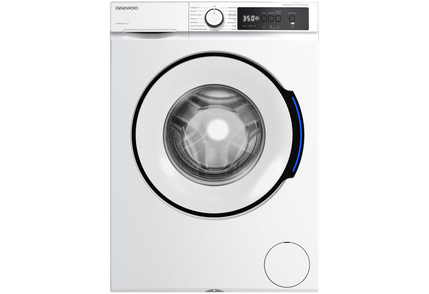 Daewoo Waschmaschine WM-FB9594W1A-DE, 9 kg, 1400 U/min, Frontlader, Inverter Motor, 9kg, Allergy-Safe Programm, weiß