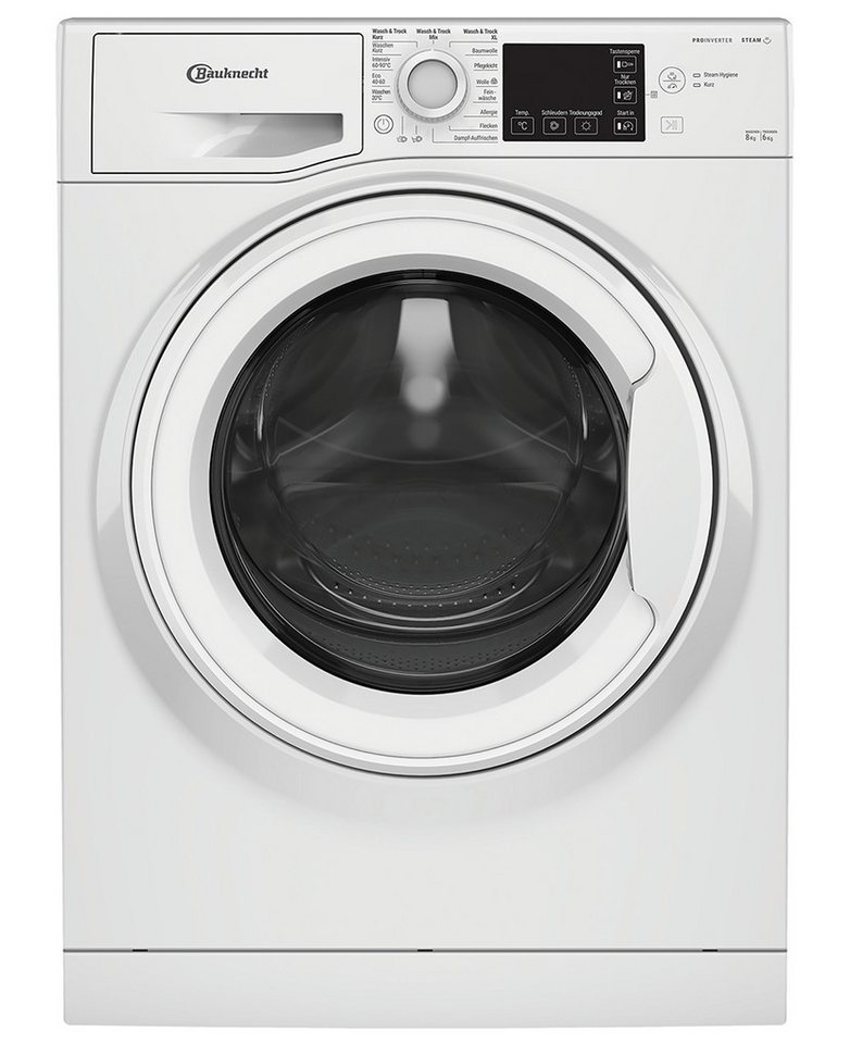 BAUKNECHT Waschtrockner WD ECO SHIELD 8614 D, 8 kg, 6 kg, 1400 U/min, Steam Hygiene mit Antivirus, Flecken 40°, Steam Refresh