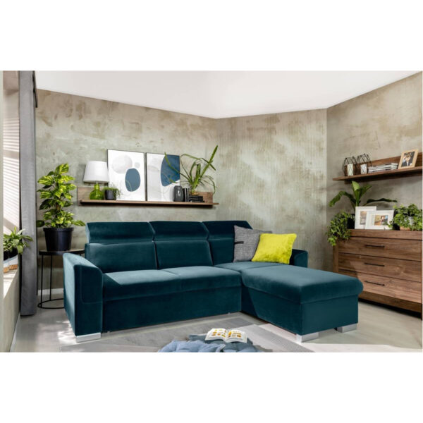 POCO Ecksofa mit Bettfunktion und Bettkasten petrol Microfaser B/H/T: ca. 243x85x186 cm
