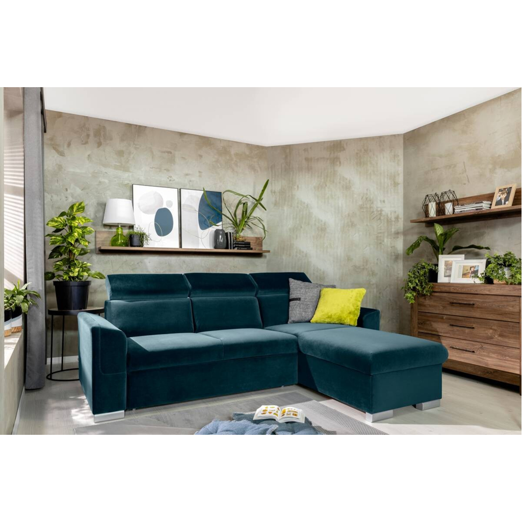 POCO Ecksofa mit Bettfunktion und Bettkasten petrol Microfaser B/H/T: ca. 243x85x186 cm