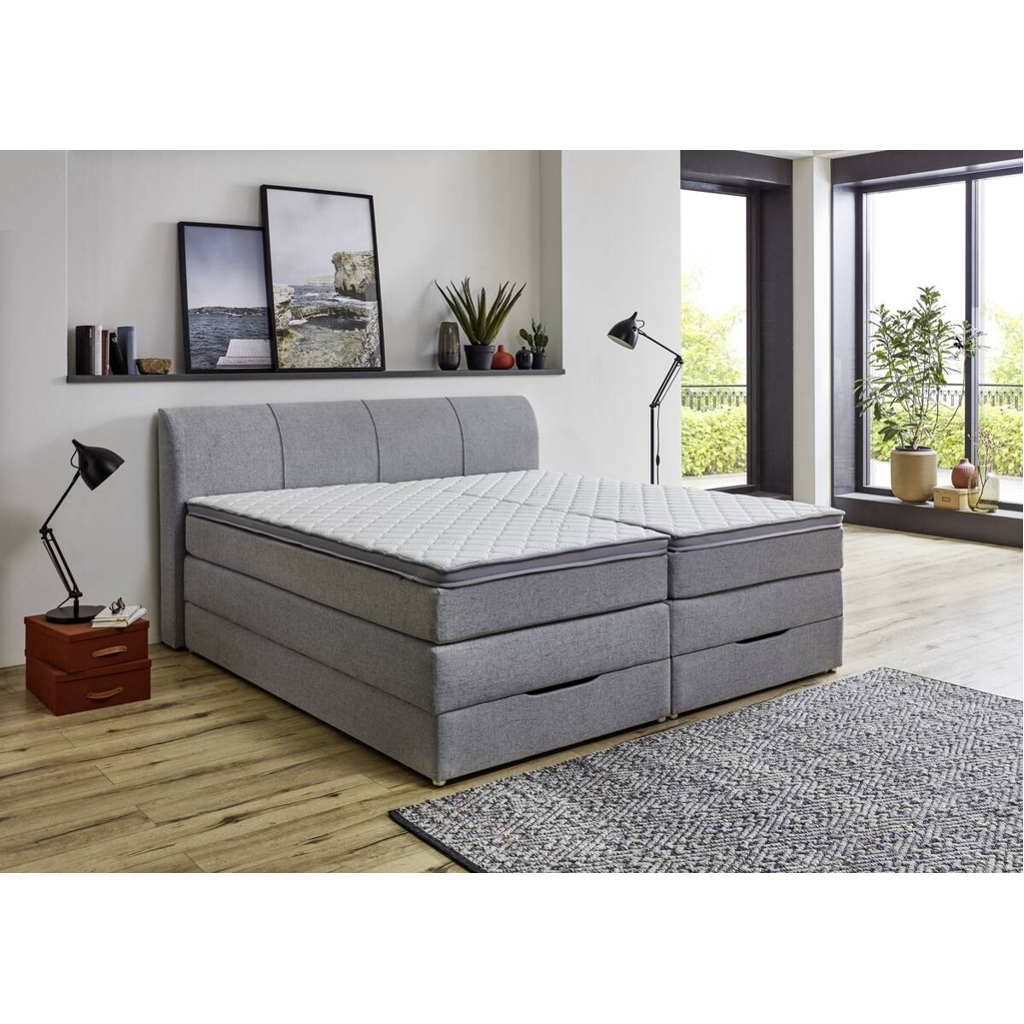 POCO Boxspringbett Fire Silbergrau Liegefläche B/L: ca. 200x200 cm