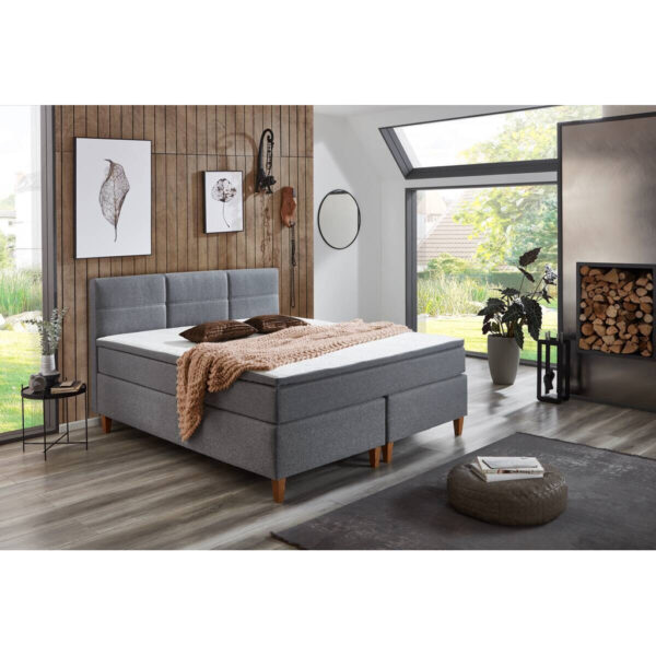 POCO Boxspringbett Kenora grau Liegefläche B/L: ca. 140x200 cm
