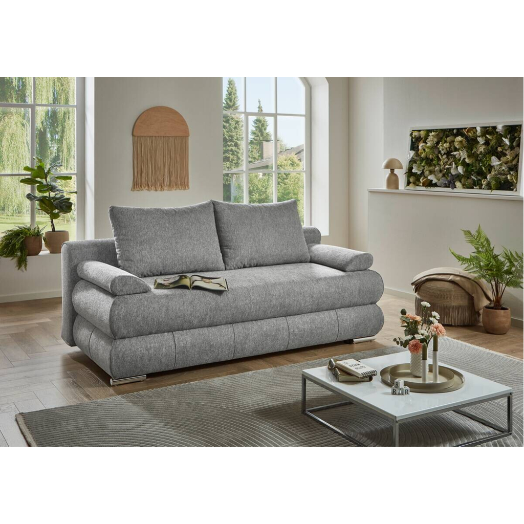 POCO Schlafsofa Biel silber Microfaser B/H/T: ca. 199x97x95 cm