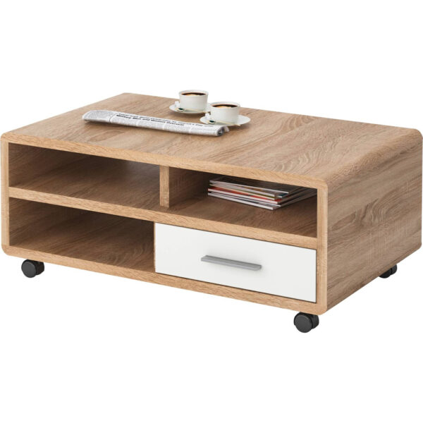 POCO Couchtisch Miami Eiche Sonoma Nachbildung weiß Hochglanz B/H/T: ca. 100x41x60 cm