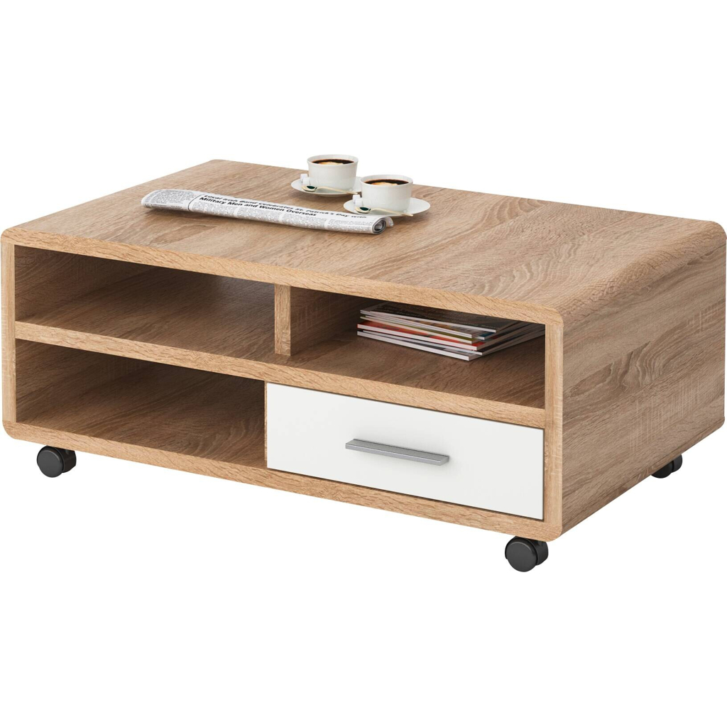 POCO Couchtisch Miami Eiche Sonoma Nachbildung weiß Hochglanz B/H/T: ca. 100x41x60 cm