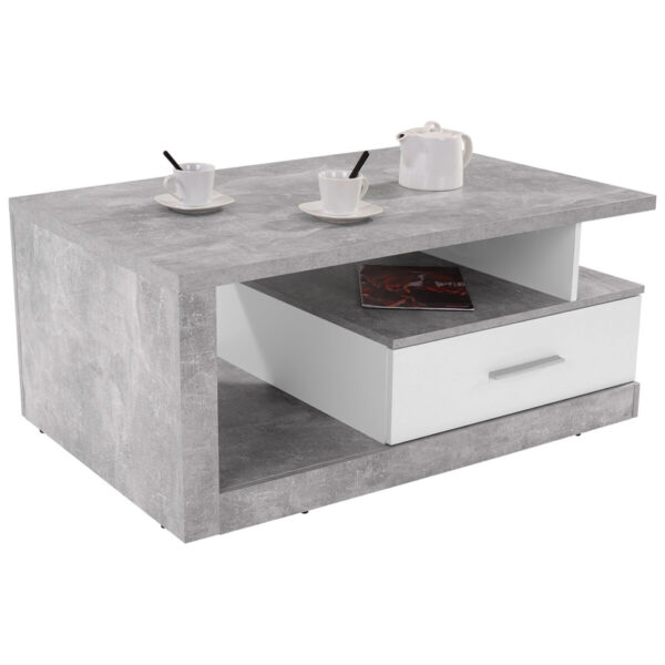 POCO Couchtisch Iguan Beton Optik weiß Nachbildung B/H/T: ca. 110x45x67 cm