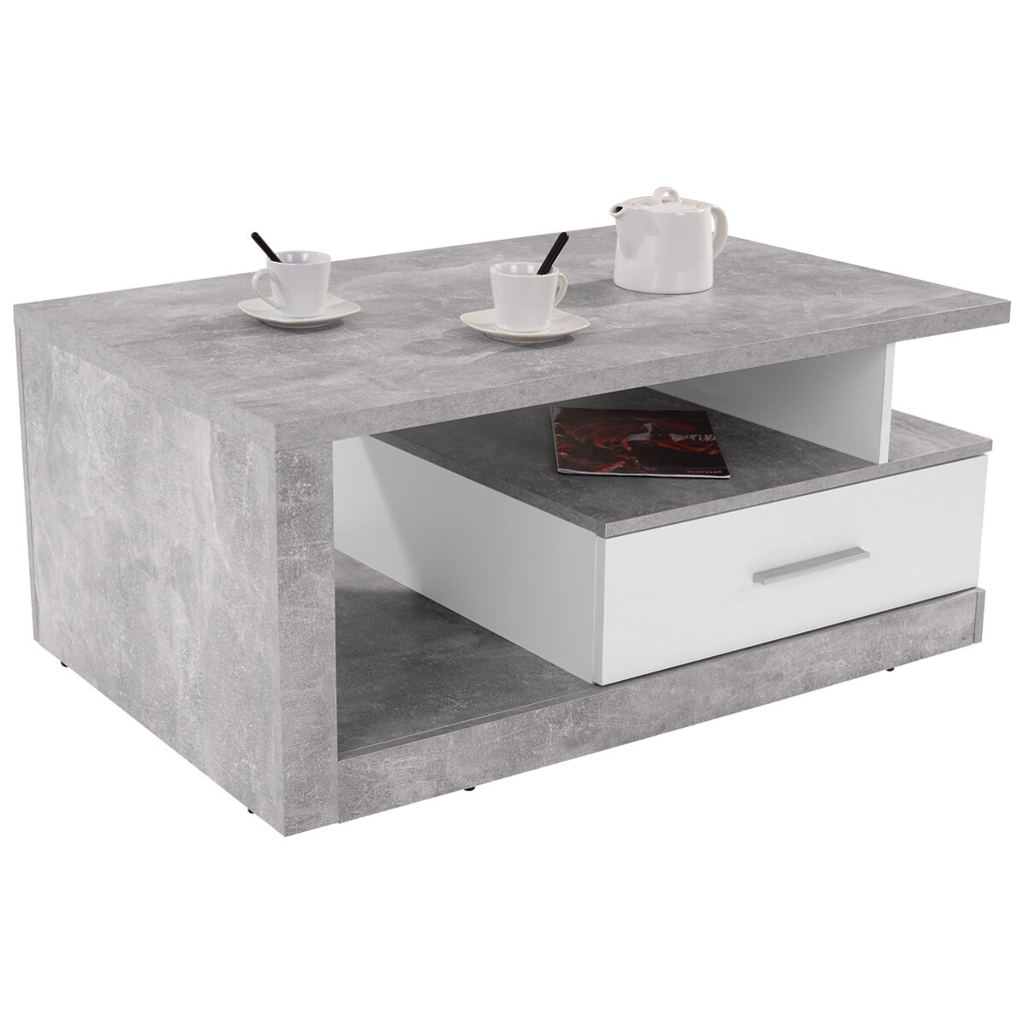 POCO Couchtisch Iguan Beton Optik weiß Nachbildung B/H/T: ca. 110x45x67 cm