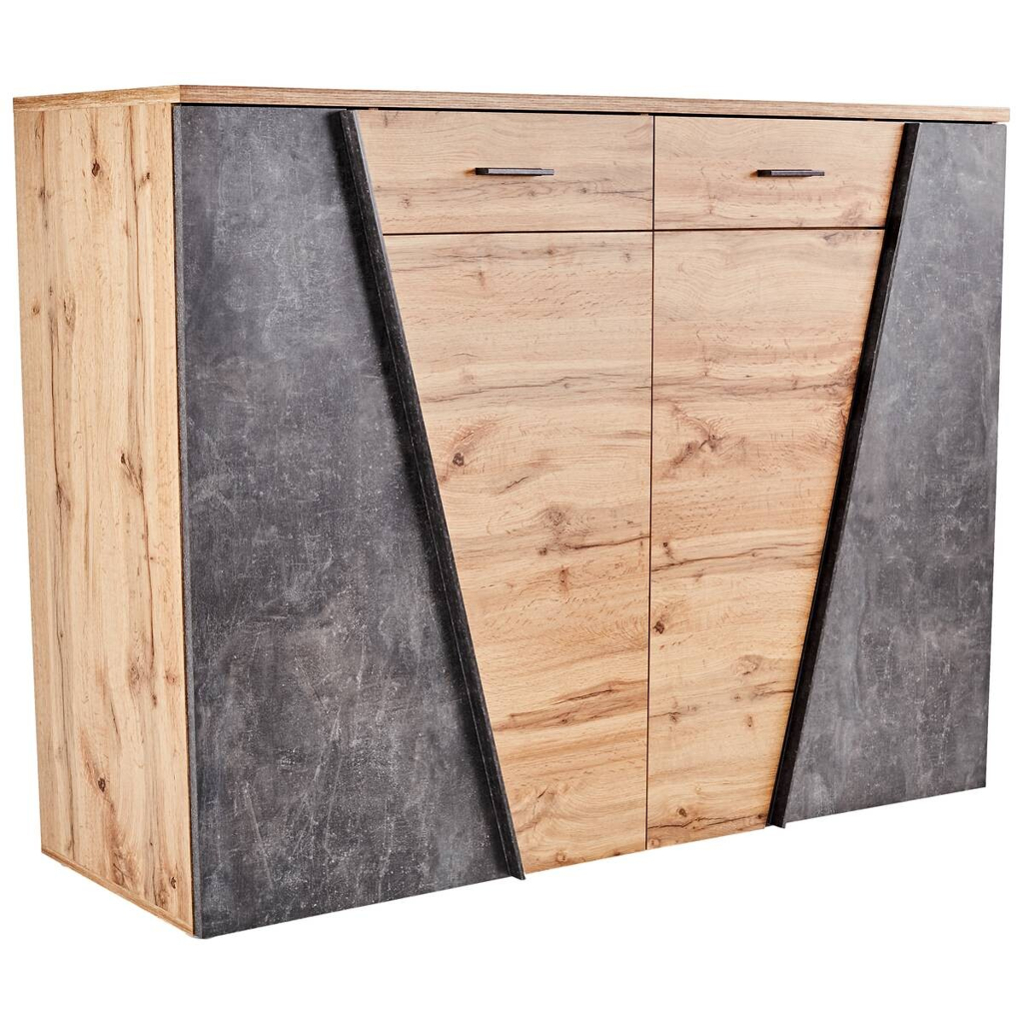 POCO Sideboard Venedig Eiche Wotan Nachbildung Beton dunkel Optik B/H/T: ca. 160x112x40 cm